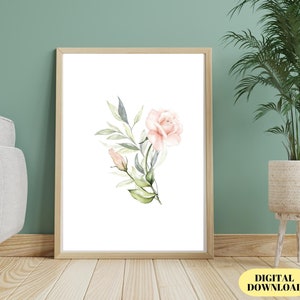 Pink Roses Instant Download Print, Large Printable Art for Wall Decor, Botanical Roses Printable Art, Pink Flowers Download Print