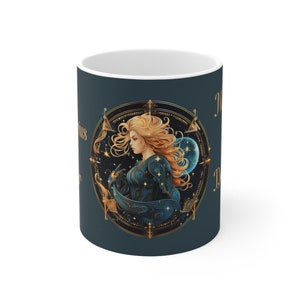 This Sagittarius Zodiac Sign Mug has a Deep Blue Background, it&#39;s a Birthday Gift for Sagittarius, November 22 to December 21, Coffee Lover