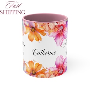 Customizable Coffee Mug, Perfect Mother&#39;s Day Gift in Pink, Red, Blue, or Navy,  Personalized Cup for Mom, Custom Coffee Personalized Mug