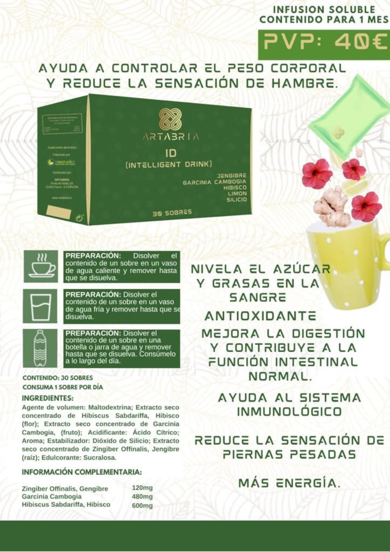 ID Bebida Inteligente de ARTABRIA. Infusión. Producto español. imagen 1