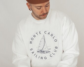 Monte Carlo Sailing Club Sweatshirt, Beach Wear, Comfy Sweatshirt, Oversized Sweatshirt, Summer Gifts for Her or Him, Travel Sweatshirt