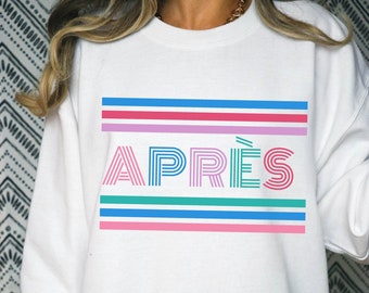 Retro Aprés Ski Crewneck Sweatshirt, Classy Aprés Ski, Aprés Ski Sweater, Aprés Ski Party, Group Ski Trip, Girls Trip, Gifts for Her