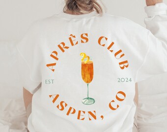 Aspen Ski Club Crewneck Sweatshirt, Champagne Sweatshirt, Drink Sweatshirts, Ski Trip Sweatshirts, Aprés Ski, Trendy, Minimalist,