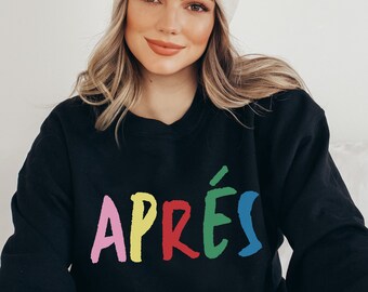 Retro Aprés Ski Sweatshirt, Apres Ski Sweatshirt, Group Ski Trip, Girls Ski Trip, Bachelorette Ski, Gift for Her, Mountain Trip, Colorado,