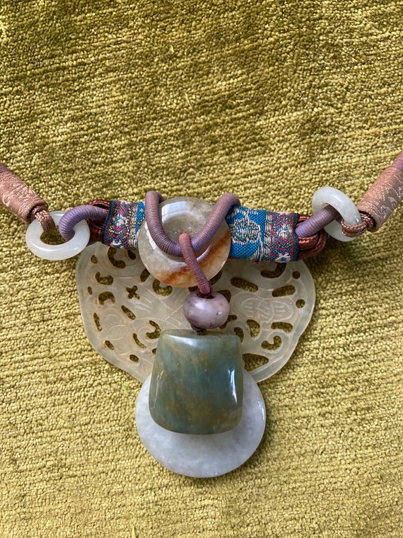 antique jade and silk necklace