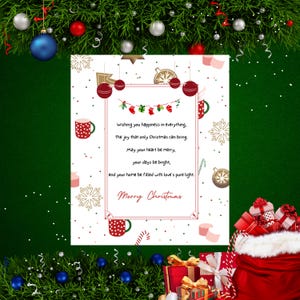 Tarjeta/etiqueta navideña en 3 tamaños + carta, etiquetas navideñas, poema navideño imprimible, descarga digital instantánea