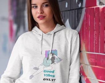 Good Vibes Pullover Hoodie, Inspirational Hooded Sweater, Comfort Fit Hoodie, Gift Pullover, Heavy Blend Hooded Sweatshirt