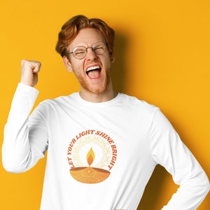 Shine Bright Design Langarm-T-Shirts, Inspirierende Langarm-Jersey-T-Shirts, Comfort Fit Casual T-Shirts, Unisex Jersey Crewneck Langarm-T-Shirt