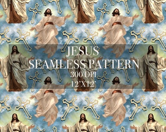 Faith Jesus Christ Seamless Digital Pattern, Digital Paper, jesus christ Patterns, jesus christ Backgrounds, jesus christ Printable