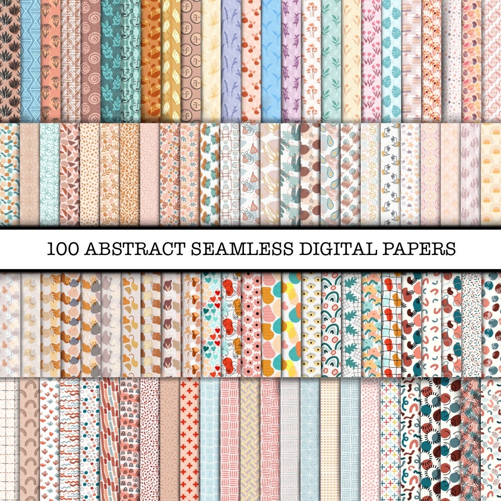 100 Abstract Boho Seamless Digital Papers Digital Paper Boho Etsy