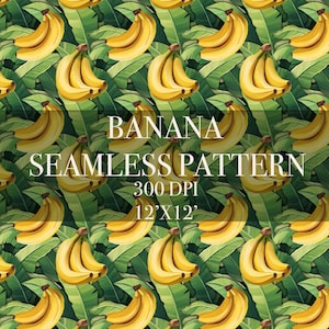 Banana Seamless Digital Pattern, Banana Digital Paper, Fruit Patterns, Summer Backgrounds, Banana digital paper