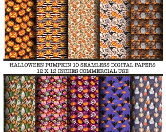 Halloween Scary Pumpkin seamless pattern, Pumpkin seamless pattern, Spooky seamless pattern, Halloween digital paper, Pumpkin background