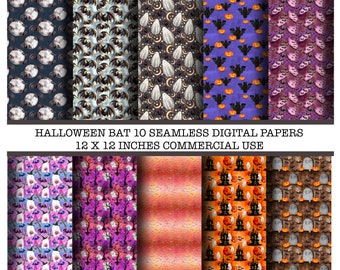 Halloween Bat seamless pattern, Spooky Bat seamless pattern, Spooky seamless pattern, Halloween digital paper, bat digital pattern