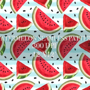 Summer Watermelon Seamless Digital Pattern, Digital Paper, Fruit Patterns, Summer Backgrounds, Watermelon digital paper