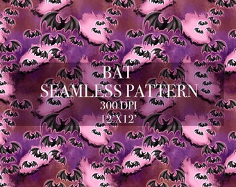 Halloween bat seamless pattern, Spooky seamless pattern, Spooky bat seamless pattern, Halloween bat digital paper
