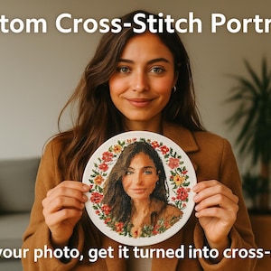 Digital Cross-Stitch Portrait - NOT REAL Embroidery - Instant Digital Download - Cross Stitch Style Art from Your Photo