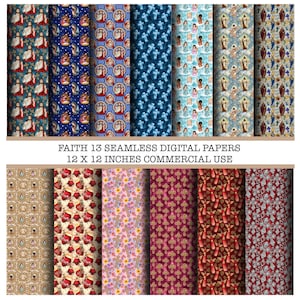 Faith Seamless Digital Pattern, Religion Digital Paper,Jesus Christ Patterns, Belief Backgrounds, Jesus Christ  Printable