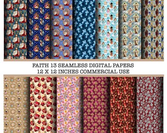 Faith Seamless Digital Pattern, Religion Digital Paper,Jesus Christ Patterns, Belief Backgrounds, Jesus Christ  Printable
