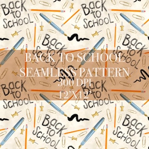 Back To School Seamless Digital Pattern, Digital Paper, Back To School Patterns, Back To School Backgrounds