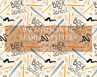 Back To School Seamless Digital Pattern, Digital Paper, Back To School Patterns, Back To School Backgrounds