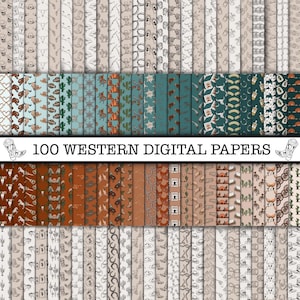 100 Western Seamless Patterns, Digital Scrapbook Papers, Western Cowboy & Cowgirl Designs, Western for Crafting, Patterns for DIY Projects