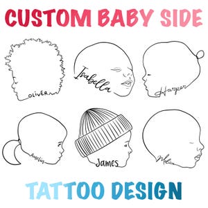 Custom Baby Side, Portrait Tattoo, Custom Portrait Tattoo, Baby Side Portrait, Personalized Gift, baby side profile