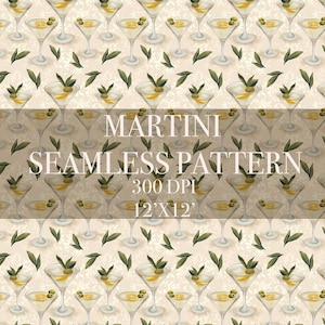 Martini Seamless Digital Pattern, Martini Digital Paper, Beverage Patterns, Martini Backgrounds, Martini digital paper