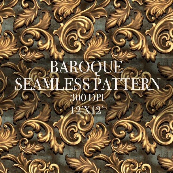 Baroque Floral seamless pattern, Vintage seamless pattern, Vintage Baroque seamless pattern, Baroque Floral  digital paper