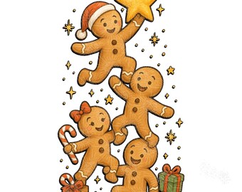 Gingerbread Stack PNG • Cute Christmas Cookie Clipart • Holiday Gingerbread Tower Sublimation Design