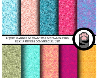 Liquid Marble Digital Paper, Seamless Backgrounds (10 Pack) (Digital Download)