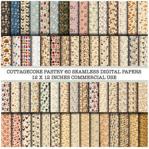 Cottagecore Bakery Seamless Digital Paper – 60 Pastry Patterns for Scrapbooking, Sublimation & Crafts
