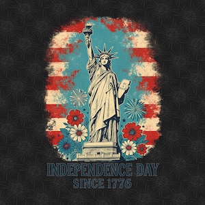 Vintage Independence Day PNG – Statue of Liberty 1776 Sublimation Clipart