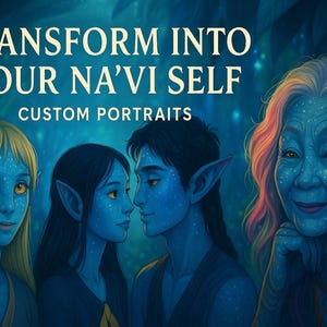 Custom Na’vi Portrait from Your Photo – Avatar Style Fantasy Illustration – Personalized Digital Art Gift