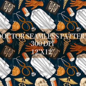 Doctor Seamless Digital Pattern, Digital Paper, Doctor Patterns, Doctor Backgrounds, Doctor repeat pattern