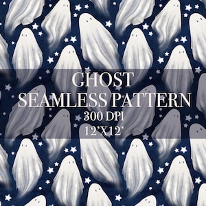 Halloween ghost seamless pattern, Spooky seamless pattern, Spooky nightmare seamless pattern, Halloween ghost digital paper