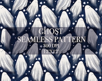 Halloween ghost seamless pattern, Spooky seamless pattern, Spooky nightmare seamless pattern, Halloween ghost digital paper