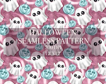 Halloween cute ghost seamless pattern, Spooky seamless pattern, Spooky seamless pattern, Halloween cute pumpkin digital paper