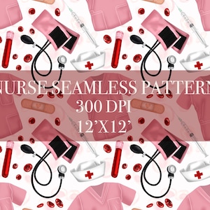 Nurse Seamless Digital Pattern, Digital Paper, Nurse Patterns, Nurse Backgrounds