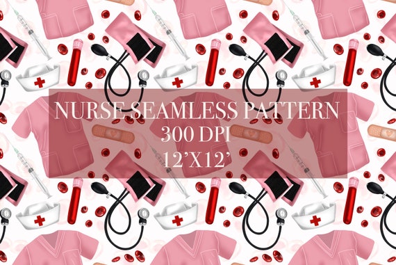 Nurse Seamless Digital Pattern, Digital Paper, Nurse Patterns, Nurse Backgrounds