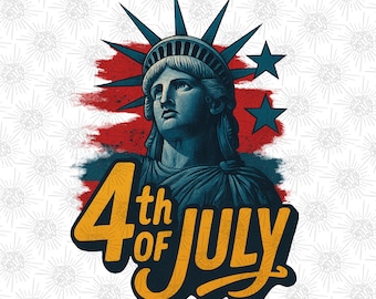 4th of July Liberty Statue PNG – Vintage Patriotic Sublimation Design for Independence Day