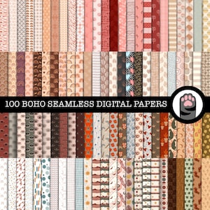 100 Boho Seamless Digital Papers, Digital Paper, Boho Patterns, Boho Backgrounds, Printable Paper Boho Scrapbook Paper, Pattern, Boho Repeat
