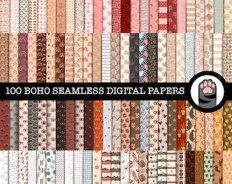 100 Boho Seamless Digital Papers, Digital Paper, Boho Patterns, Boho Backgrounds, Printable Paper Boho Scrapbook Paper, Pattern, Boho Repeat