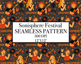 Rock Music Festival Seamless Pattern, Heavy Metal Concert Digital Paper (Digital Download)
