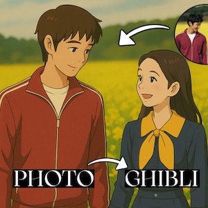 Custom Studio Ghibli Style Couple Portrait, AI Photo to Anime, Digital Ghibli Art, Viral AI Trend, Fast max 18hr Delivery