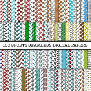 100 Sports Seamless Digital Papers: Sports Patterns, Backgrounds, Scrapbook Papers, and Various Designs, High-Quality Sports Digital Paper