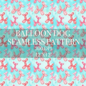 Dog Balloon Seamless Digital Pattern, Dog Balloon Digital Paper, Dog Balloon Patterns, Dog Balloon Backgrounds