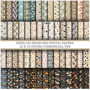 60 Studio-Inspired Seamless Patterns – Cute Fantasy & Japanese Aesthetic Bundle – Ghiblify seamless pattern
