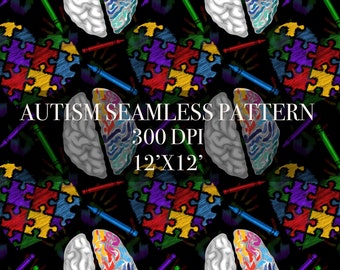 Autism Seamless Digital Pattern, Digital Paper, Autism Awareness Patterns, Autism Backgrounds