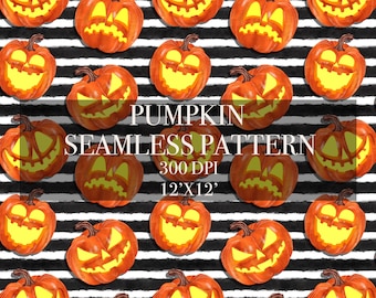 Halloween scary pumpkin seamless pattern, Spooky stripes seamless pattern, Spooky seamless pattern, Halloween pumpkin digital paper