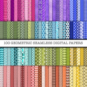 100 Geometric Boho Seamless Digital Papers, Digital Paper, Boho Patterns, Boho Backgrounds, Boho Scrapbook Paper, Patterns, Boho Patterns